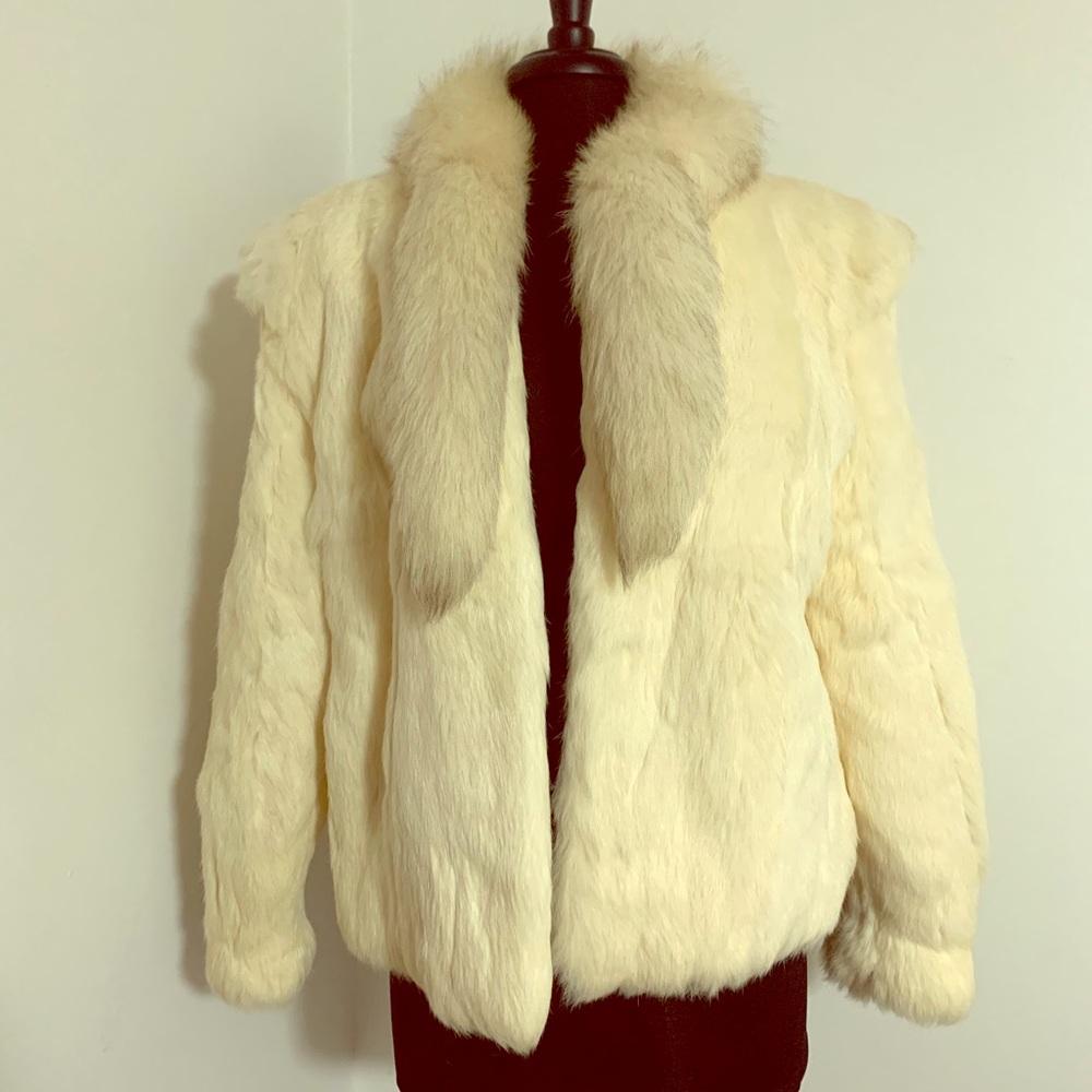 True rabbit and fox fur jacket. Size medium.